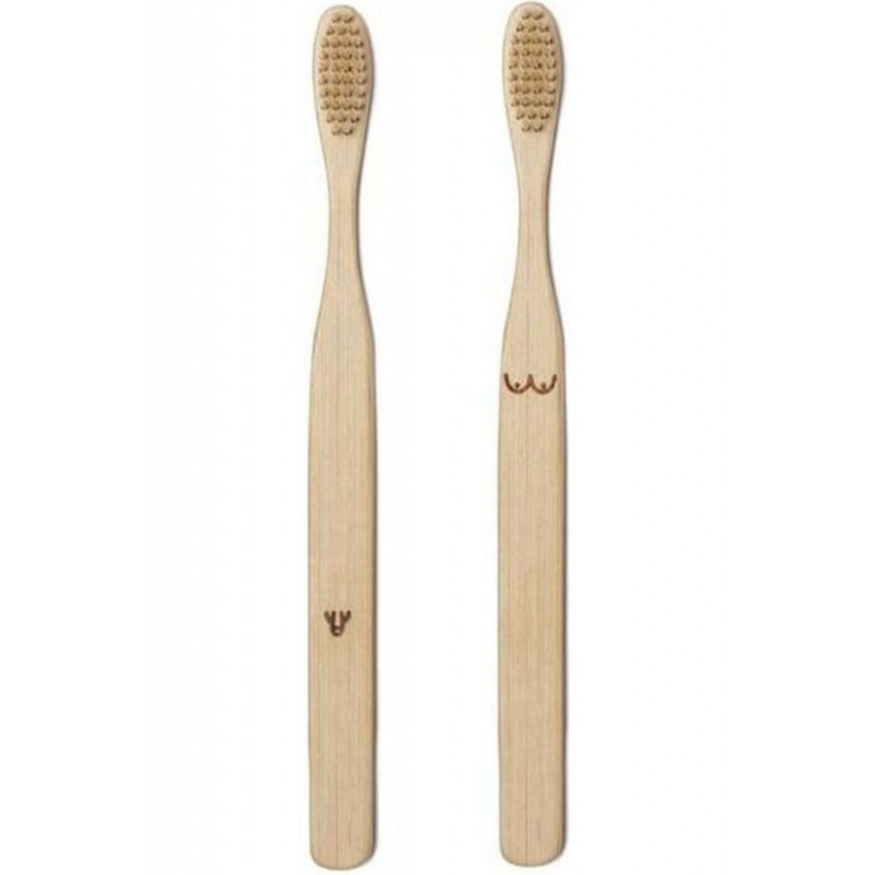 SET DE 2 BROSSES À DENTS EN BAMBOU NUDIE - KIKKERLAND