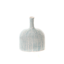 VASE POINTILLES TURQUOISE