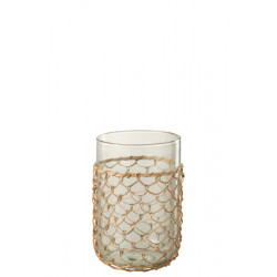 Vase Tricot Verre/Rotin...