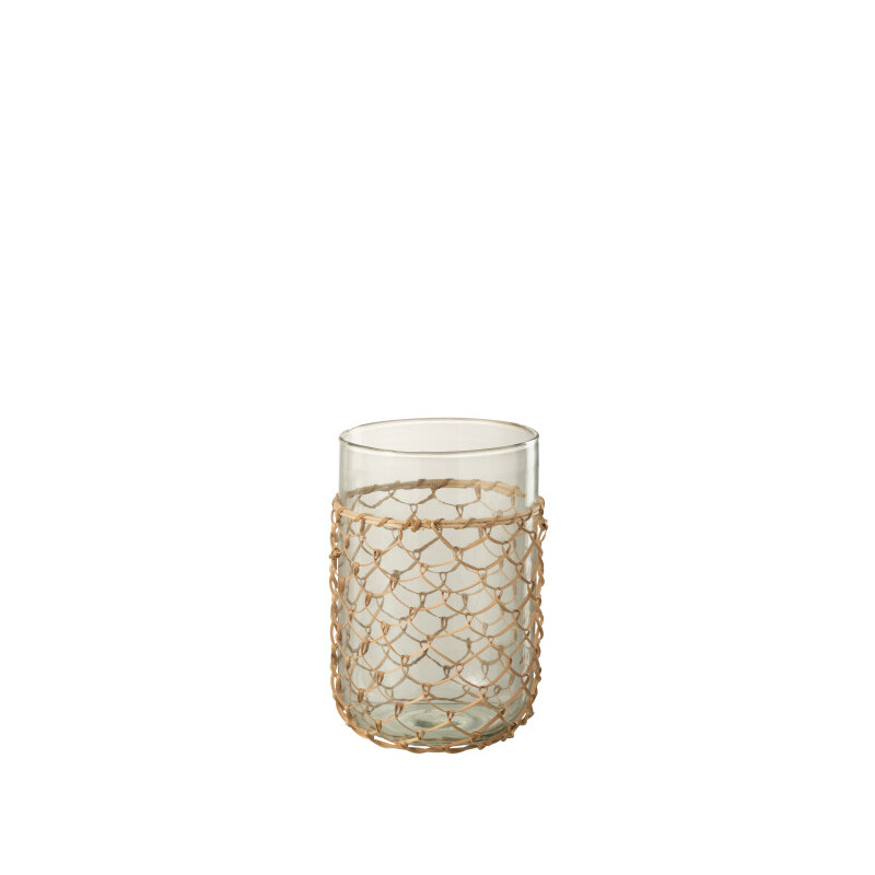 Vase Tricot Verre/Rotin Transparent Small (31974)