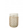 Vase Tricot Verre/Rotin Transparent Small (31974)