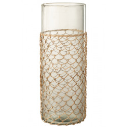 Vase Tricot Verre/Rotin Transparent Large (31975)