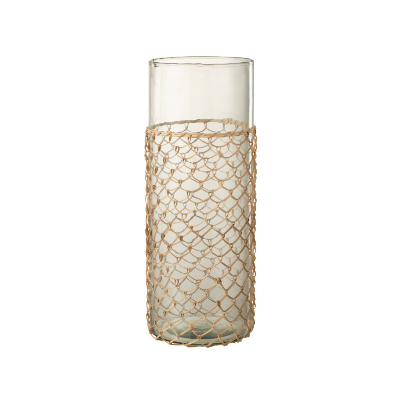 Vase Tricot Verre/Rotin Transparent Large (31975)
