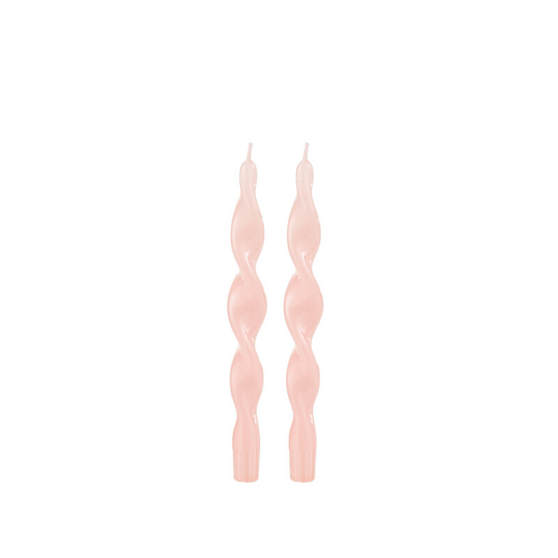 Boite 2 Bougies Torsade Rose-3h (32330)