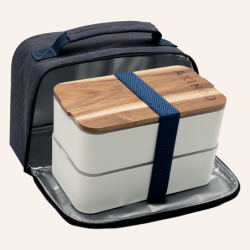 Bento + Lunch Bag 11h58 Blanc / Bleu jeans