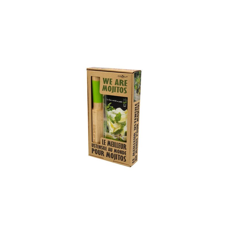 Coffret mojitos : Pilon-doseur, recettes et pailles